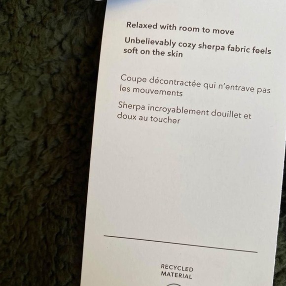 Athleta Tugga Coat Forest Green Sherpa Teddy Jacket Zip Up Velvet Trim XS NWT - Picture 6 of 7